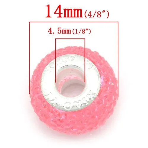 Pink Glitter Charm fits European Snake Chain Charm Bracelets