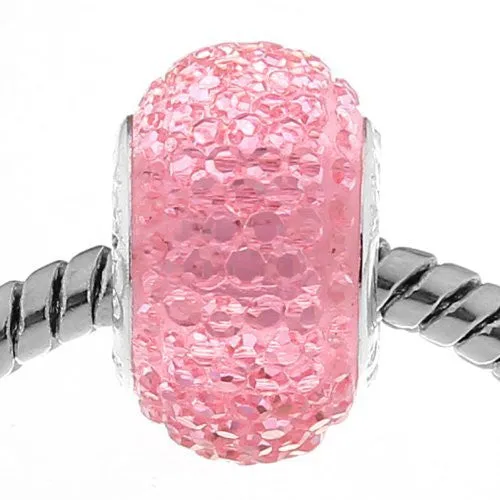 Pink Glitter Charm fits European Snake Chain Charm Bracelets