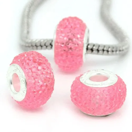 Pink Glitter Charm fits European Snake Chain Charm Bracelets