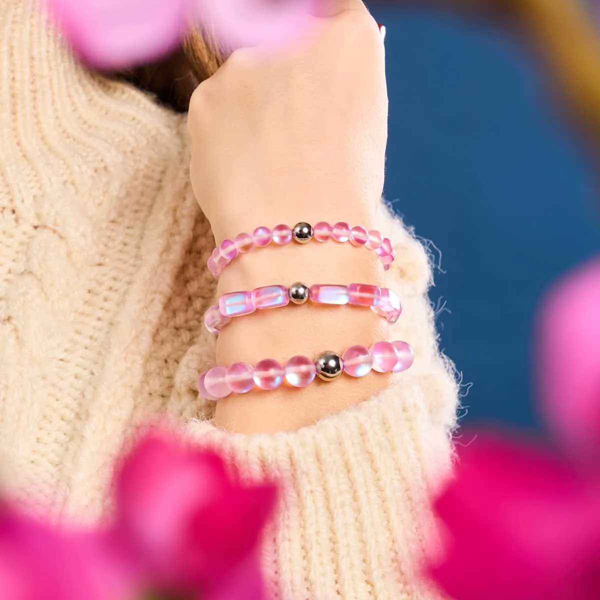 Pink | Silver | Mermaid Glass Statement Bracelet