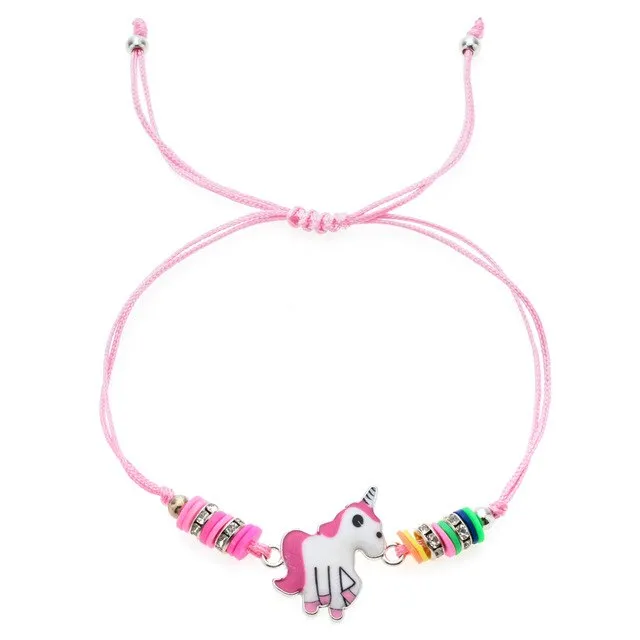 Pink Unicorn Animal Charm Bracelets & Bangle For Women Children Handmade Adjustable Braided Rope Bracelet Wristband Jewelry Gift