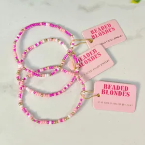 Pinks Sprinkle Beaded Bracelet: Standard 6.75 inch