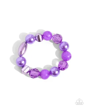 Plentiful Pigment - Purple - Pearl and Bead Paparazzi Stretchy Bracelet