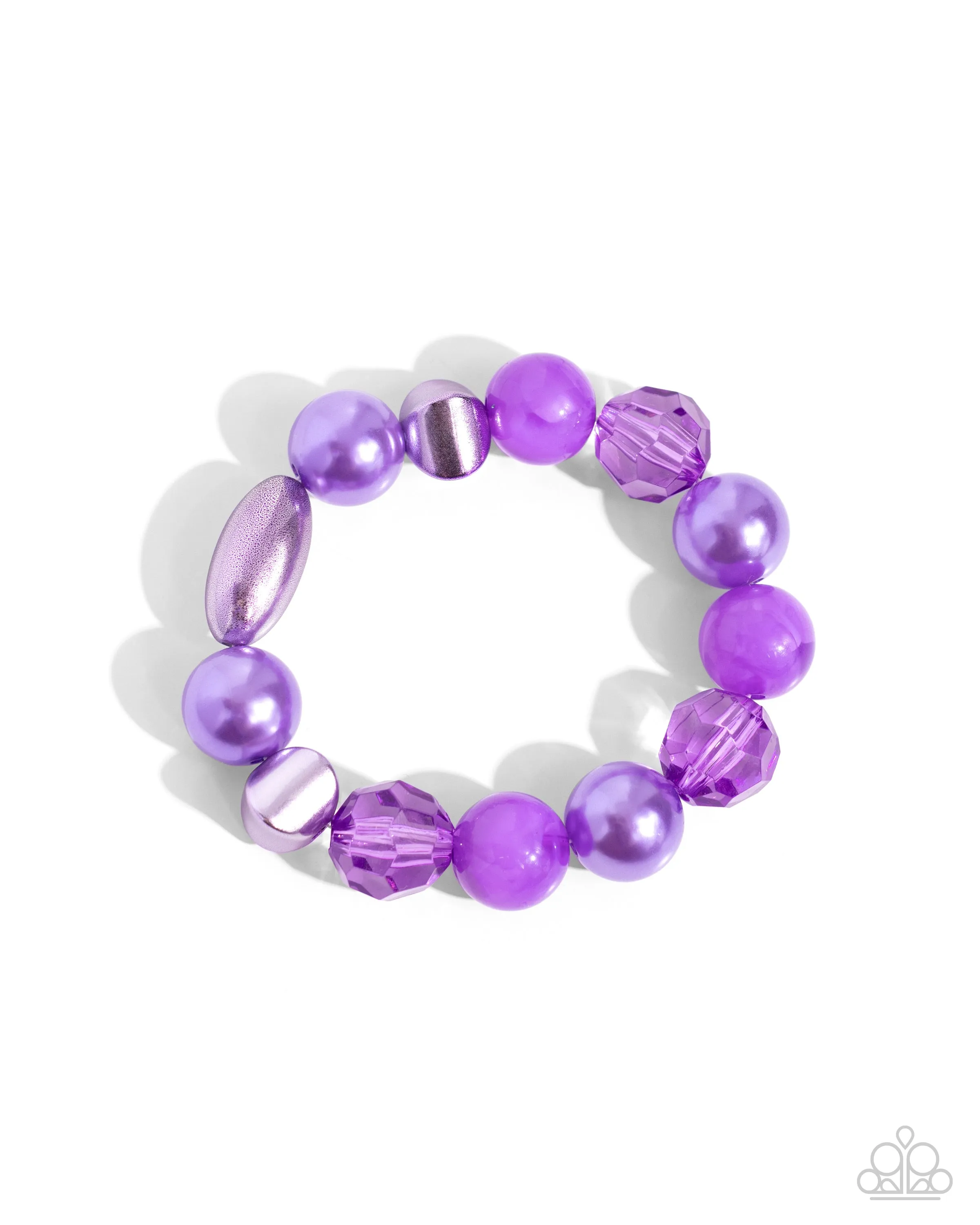 Plentiful Pigment - Purple - Pearl and Bead Paparazzi Stretchy Bracelet