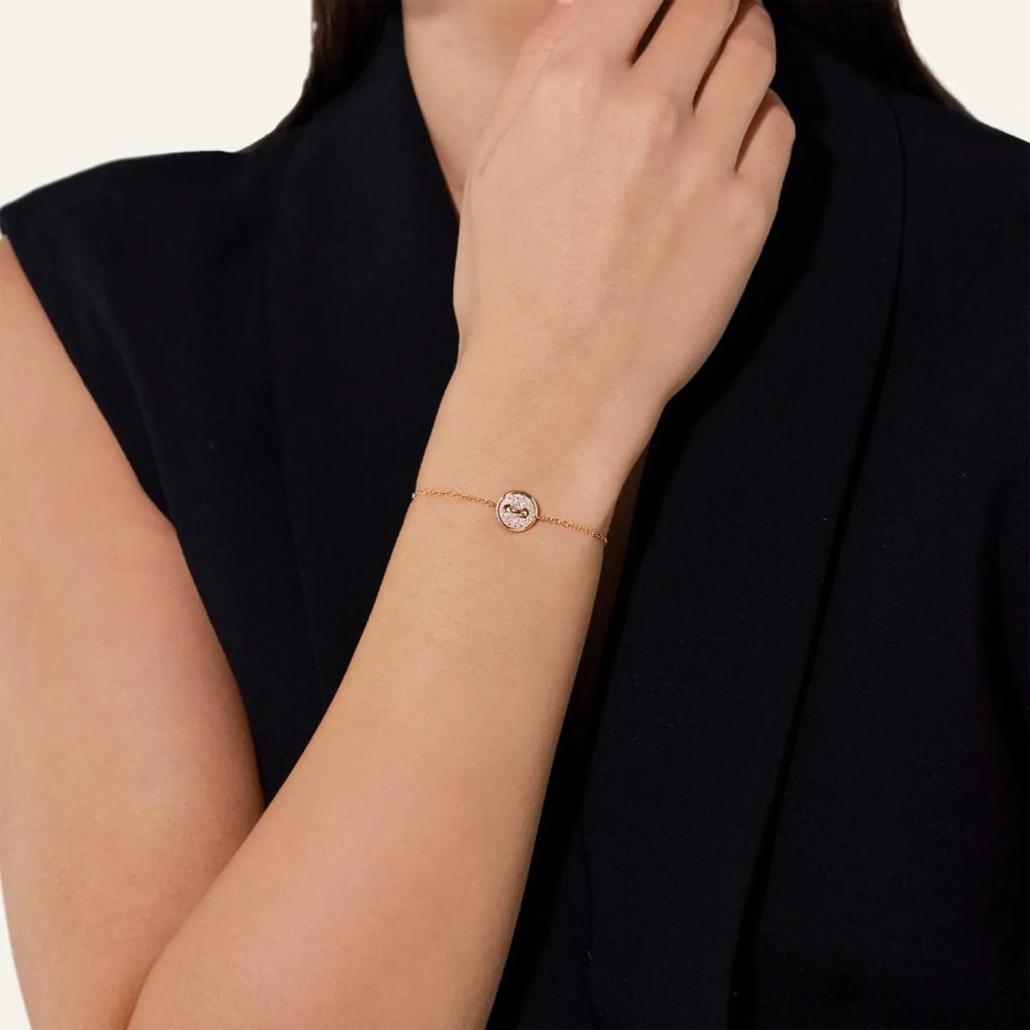 Pom Pom Dot 18K Rose Gold Diamond Pavé & Mother of Pearl Two-Sided Button Bracelet