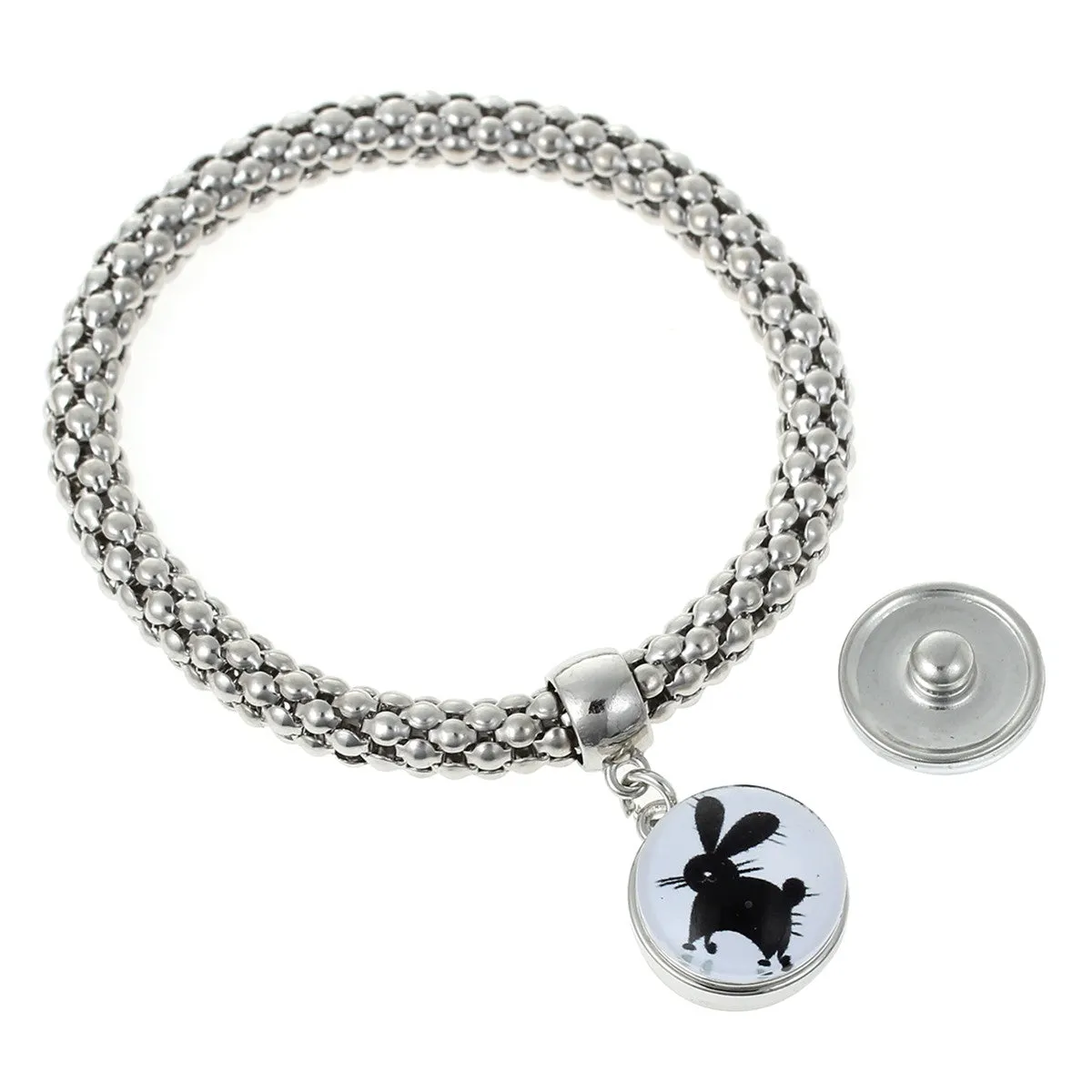 Popcorn Chain Elastic Bracelet Snap Chunk Button Bracelet Fits Snap Chunk Buttons 22cm