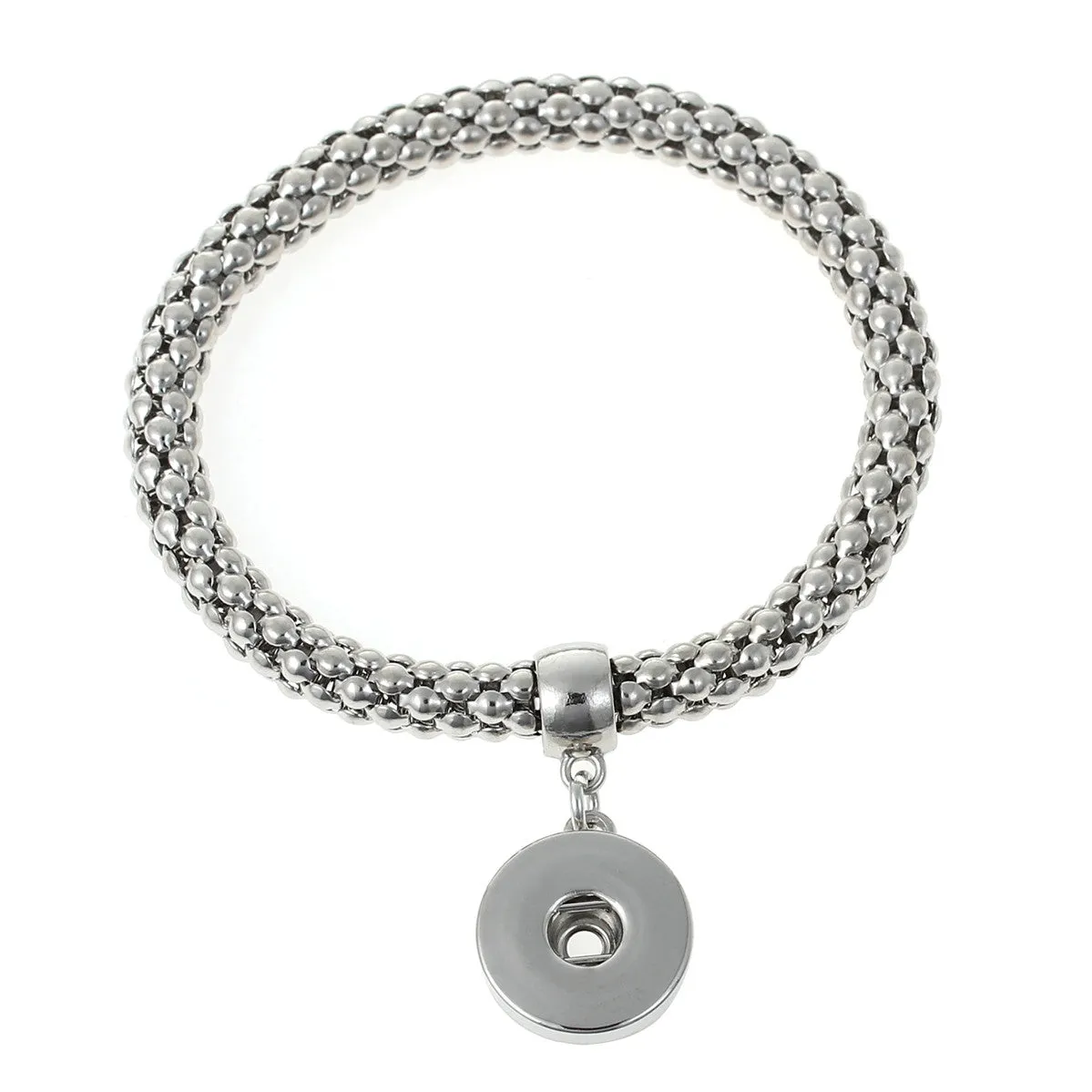 Popcorn Chain Elastic Bracelet Snap Chunk Button Bracelet Fits Snap Chunk Buttons 22cm
