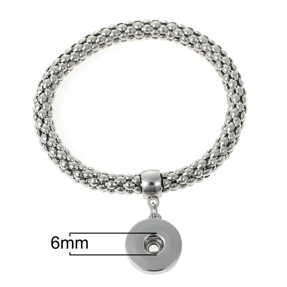 Popcorn Chain Elastic Bracelet Snap Chunk Button Bracelet Fits Snap Chunk Buttons 22cm