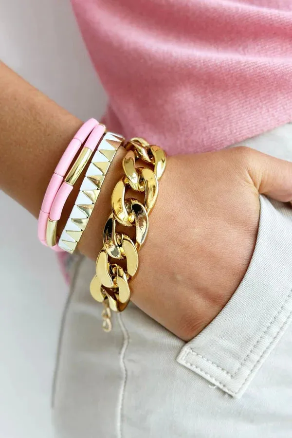 PYRAMID BRACELET | WHITE/GOLD