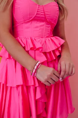 Quatro Multi Beaded Bracelet Set - Pink