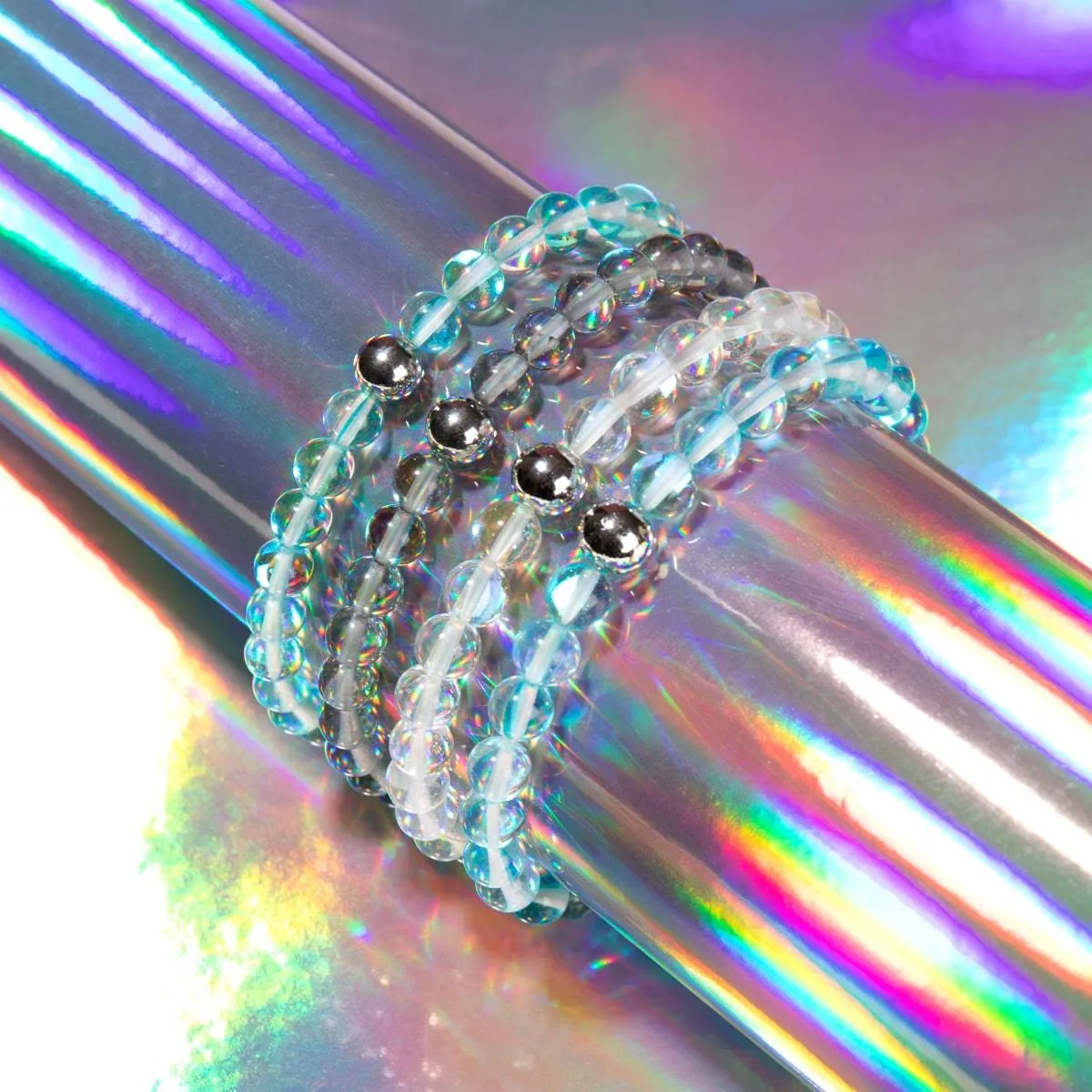 Rainbow Supernova | .925 Sterling Silver | Galaxy Glass Bead Bracelet
