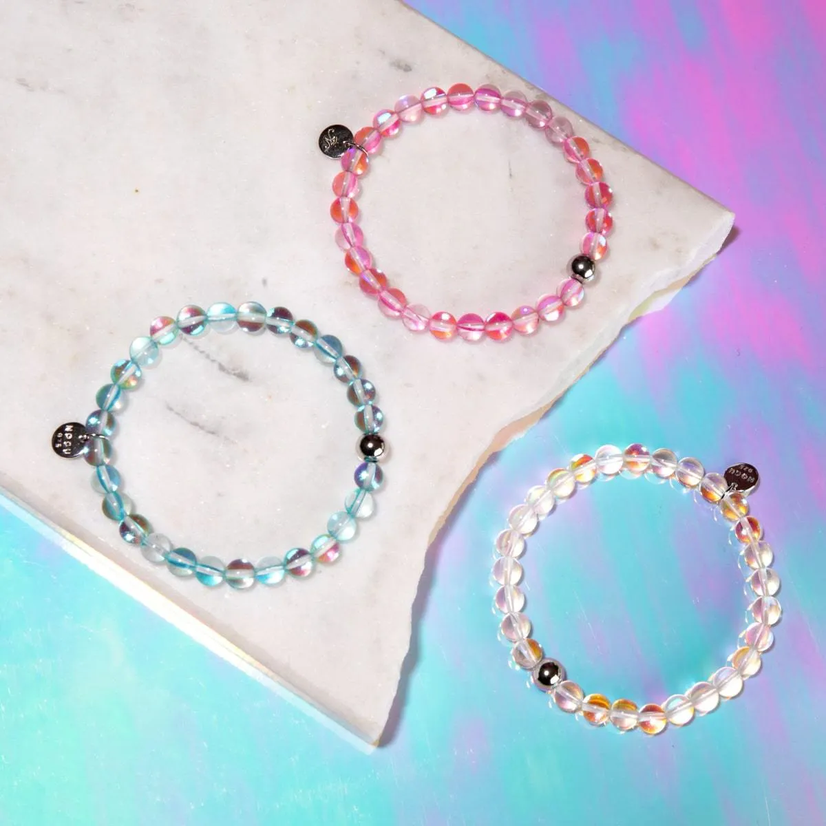 Rainbow Supernova | .925 Sterling Silver | Galaxy Glass Bead Bracelet