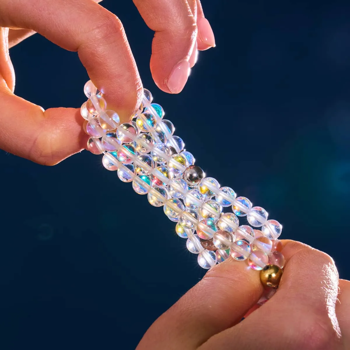 Rainbow Supernova | .925 Sterling Silver | Galaxy Glass Bead Bracelet