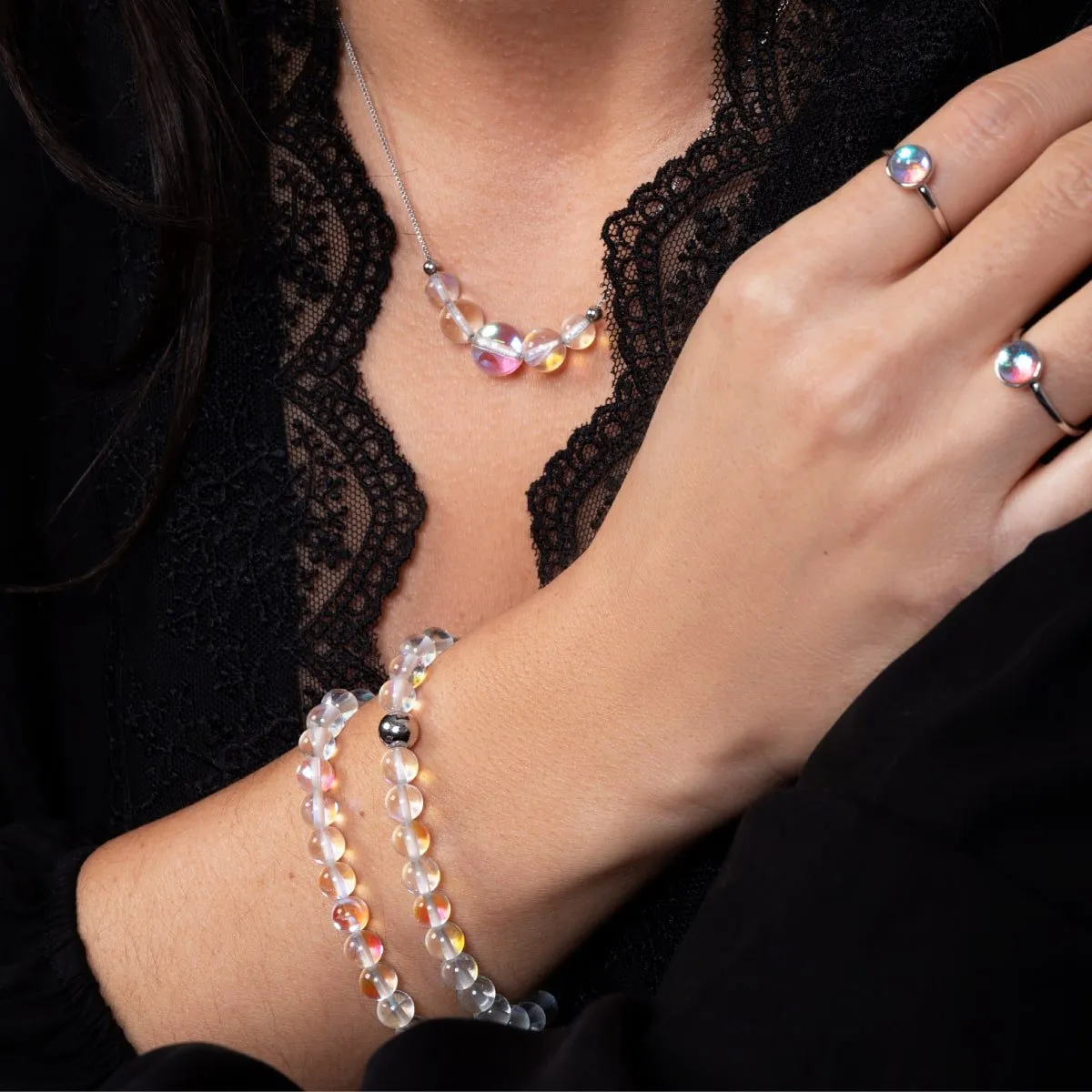 Rainbow Supernova | .925 Sterling Silver | Galaxy Glass Bead Bracelet