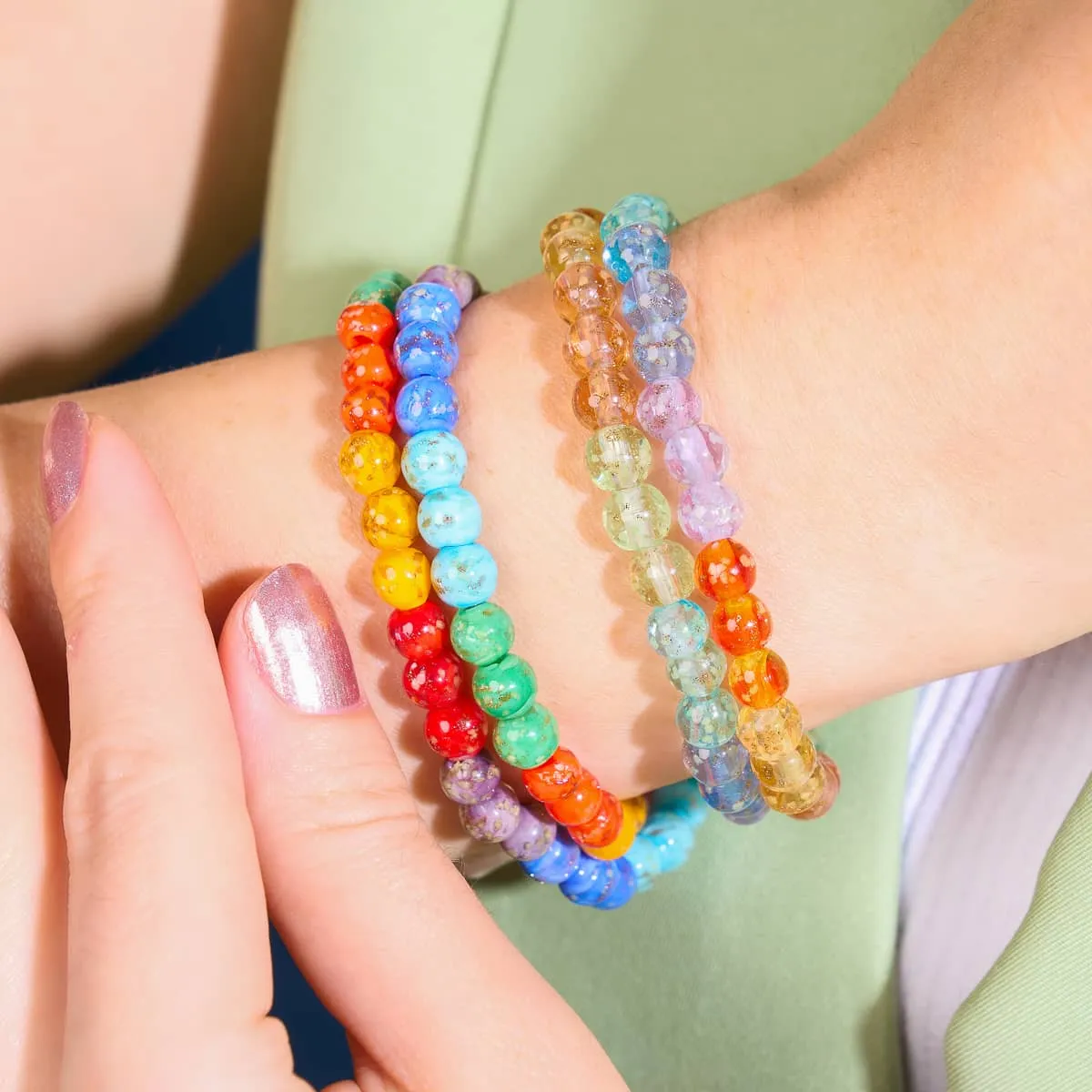 Rainbow Wrap | .925 Sterling Silver | Clear Firefly Glass Bracelet