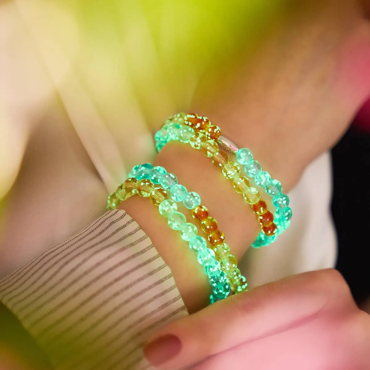 Rainbow Wrap | .925 Sterling Silver | Clear Firefly Glass Bracelet