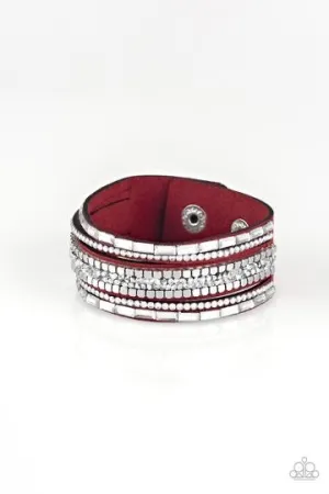 Rebel In Rhinestones  - Red Wrap Bracelet