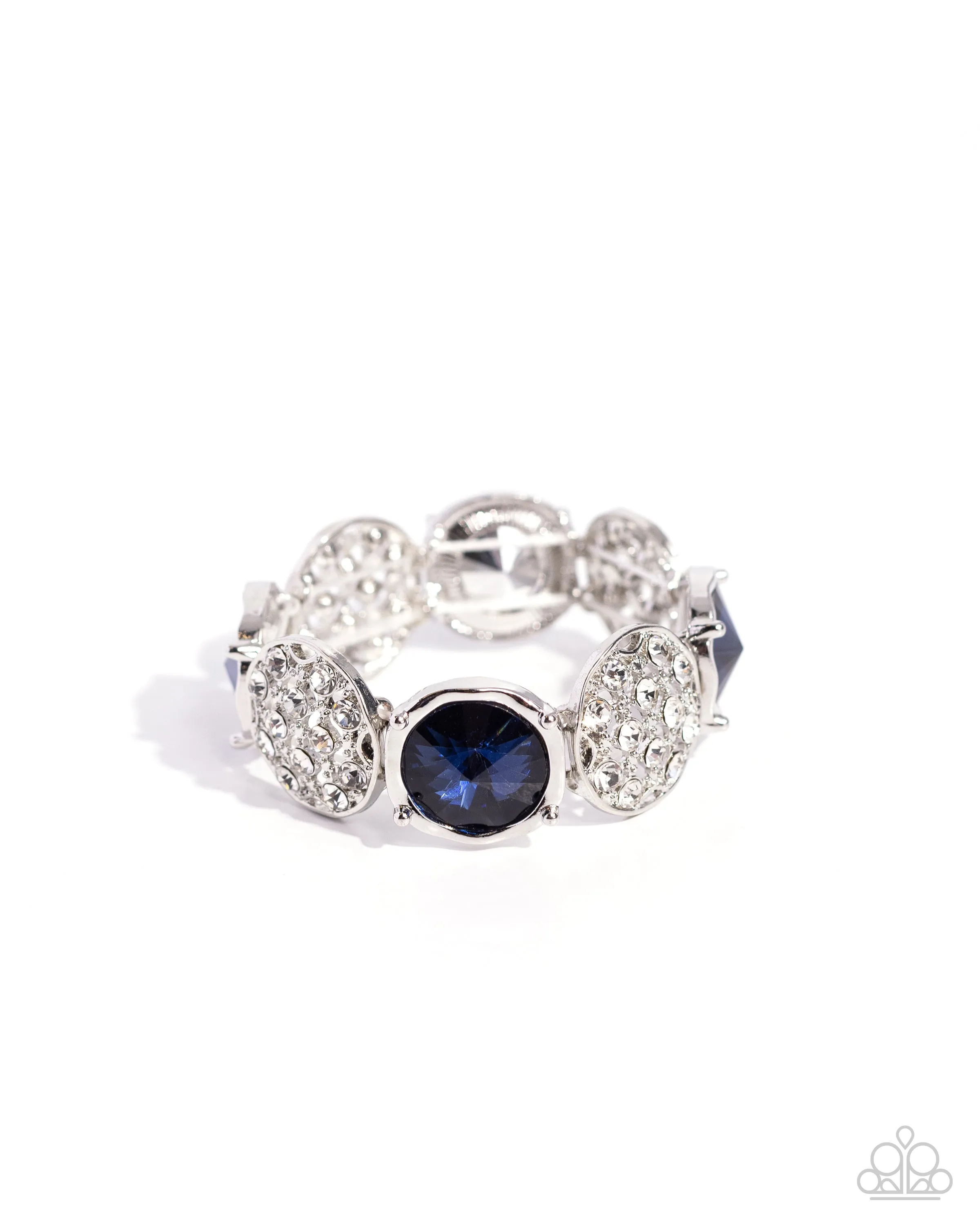 Refined Refresh - Blue - Stiletto Gem White Rhinestone Paparazzi Stretchy Bracelet