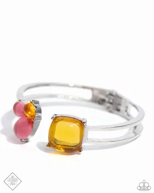 Reflective Recognition - Multi - Pink, Orange, and Yellow Bead Paparazzi Hinge Bracelet - April 2024 Glimpses of Malibu