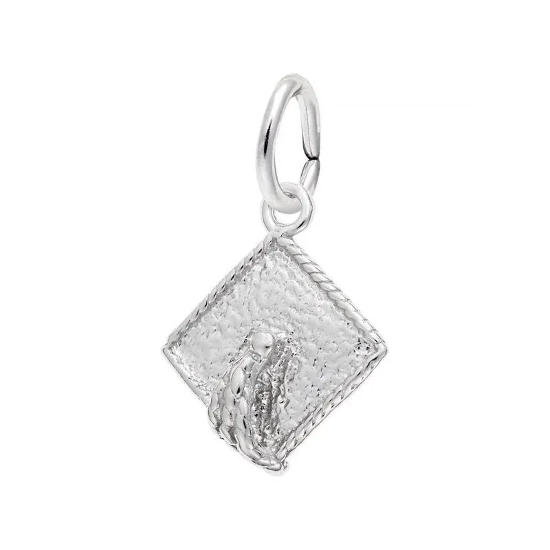 Rembrandt Charms Sterling Silver Rhodium or Gold Plated Graduation Cap Accent Pendant