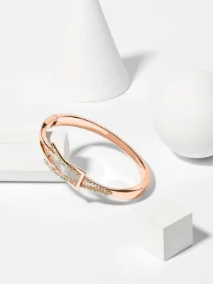 Rhinestone Inlay Spring Cuff Bangle