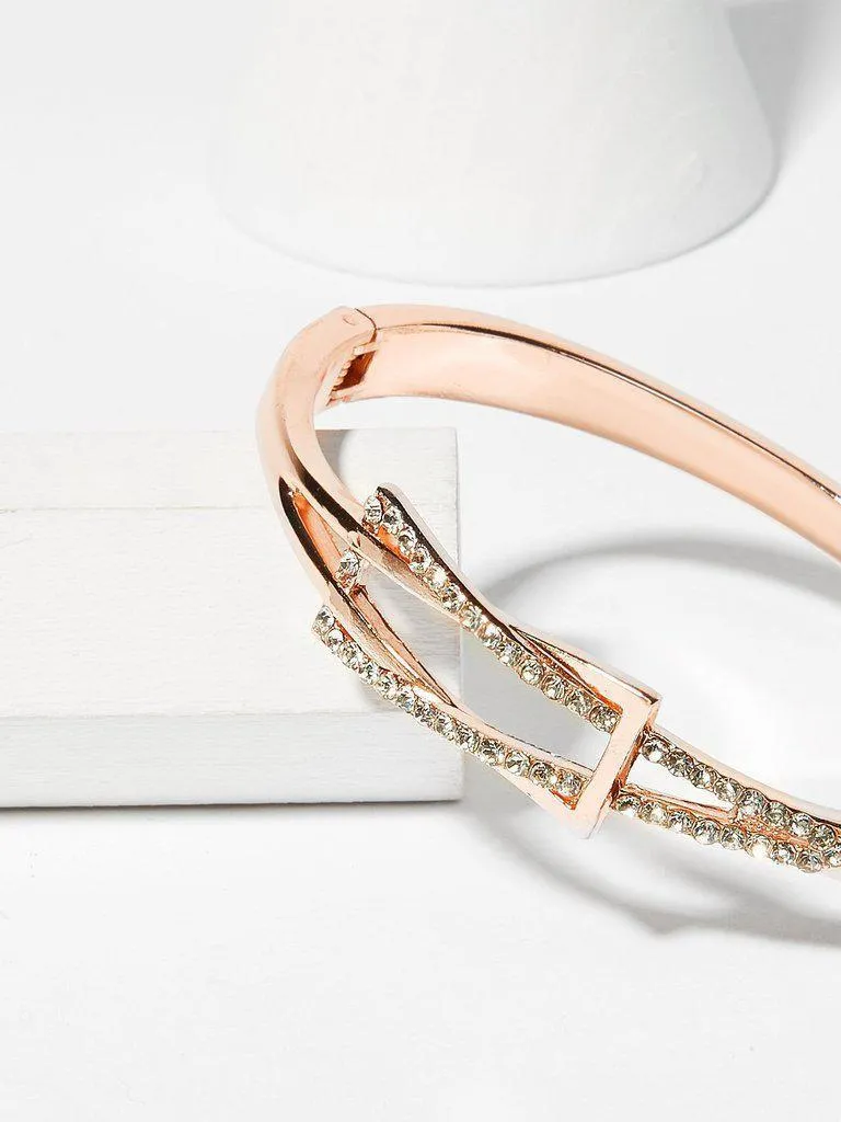 Rhinestone Inlay Spring Cuff Bangle