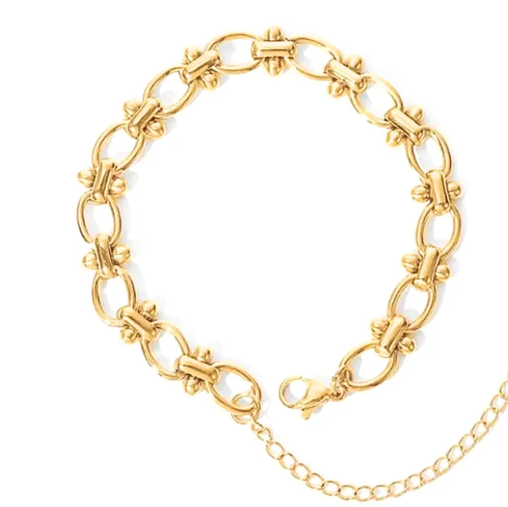 Rio Eternal Rope and Link Steel Bracelet 14K gold Waterproof NON TARNISH