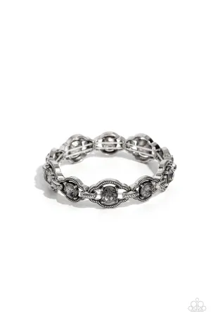 ROPE For The Best - Silver - Hematite Gem Oval Frame Paparazzi Stretchy Bracelet