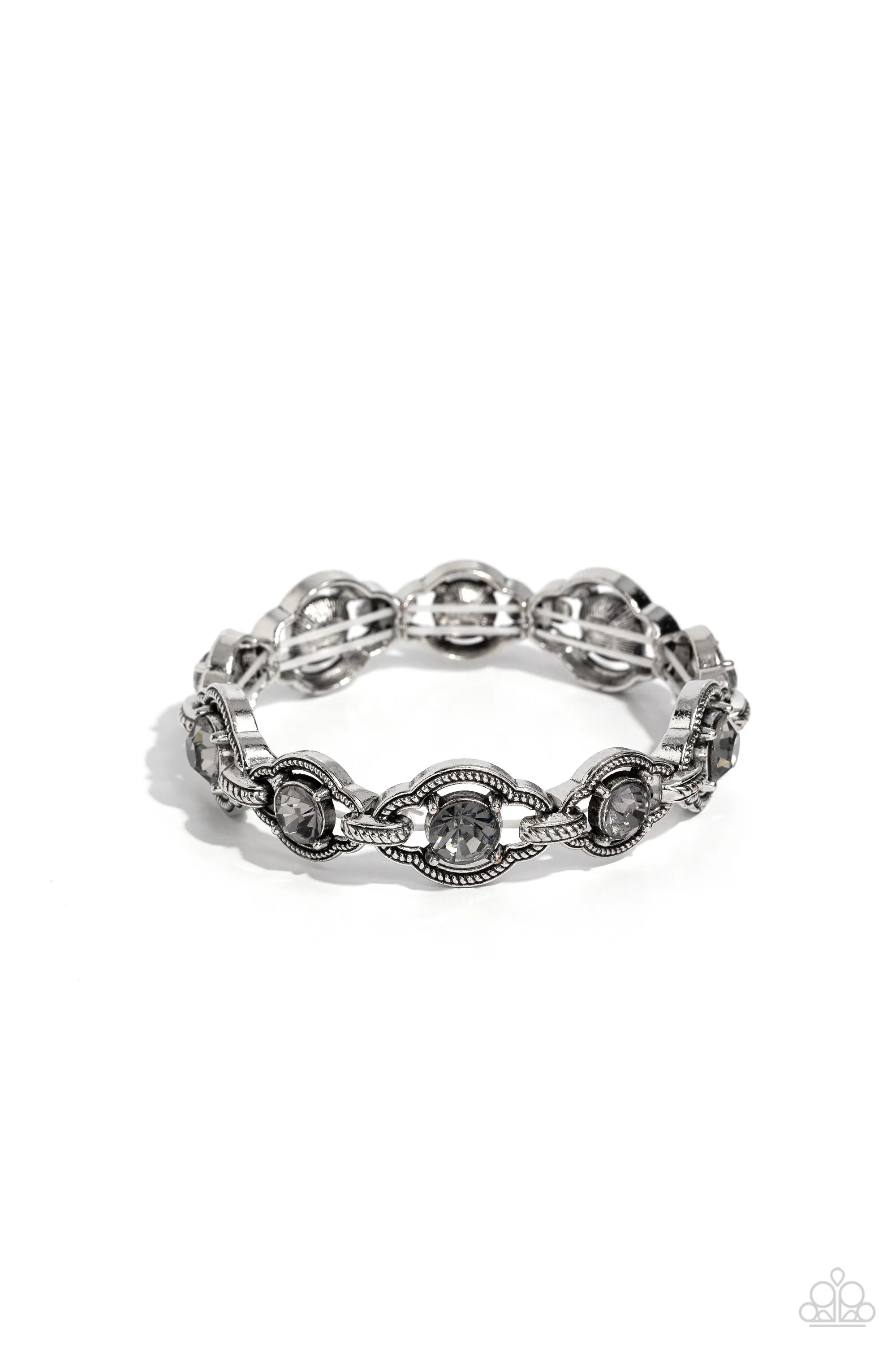 ROPE For The Best - Silver - Hematite Gem Oval Frame Paparazzi Stretchy Bracelet