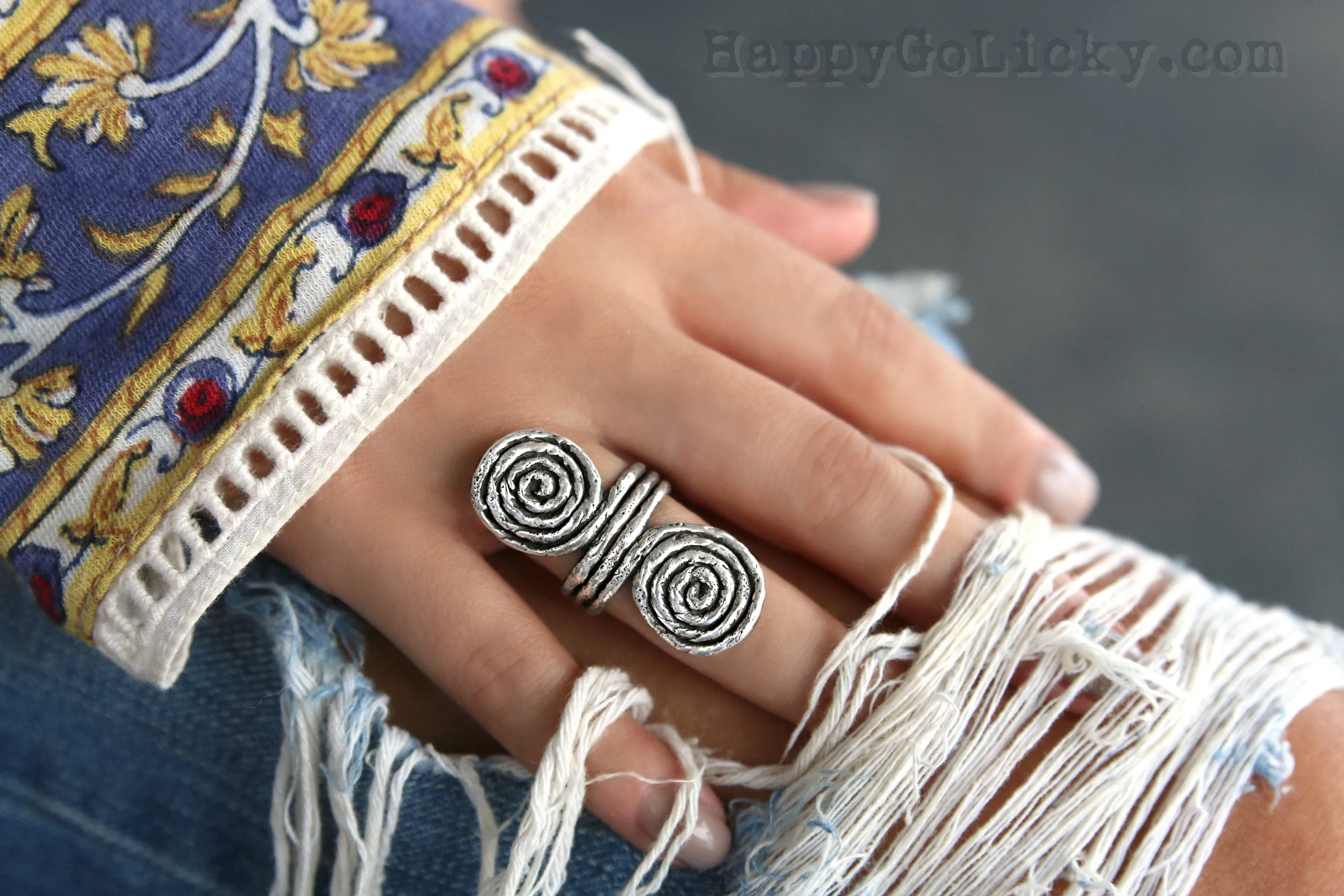 Rope Jewelry Sterling Silver Double Spiral Ring