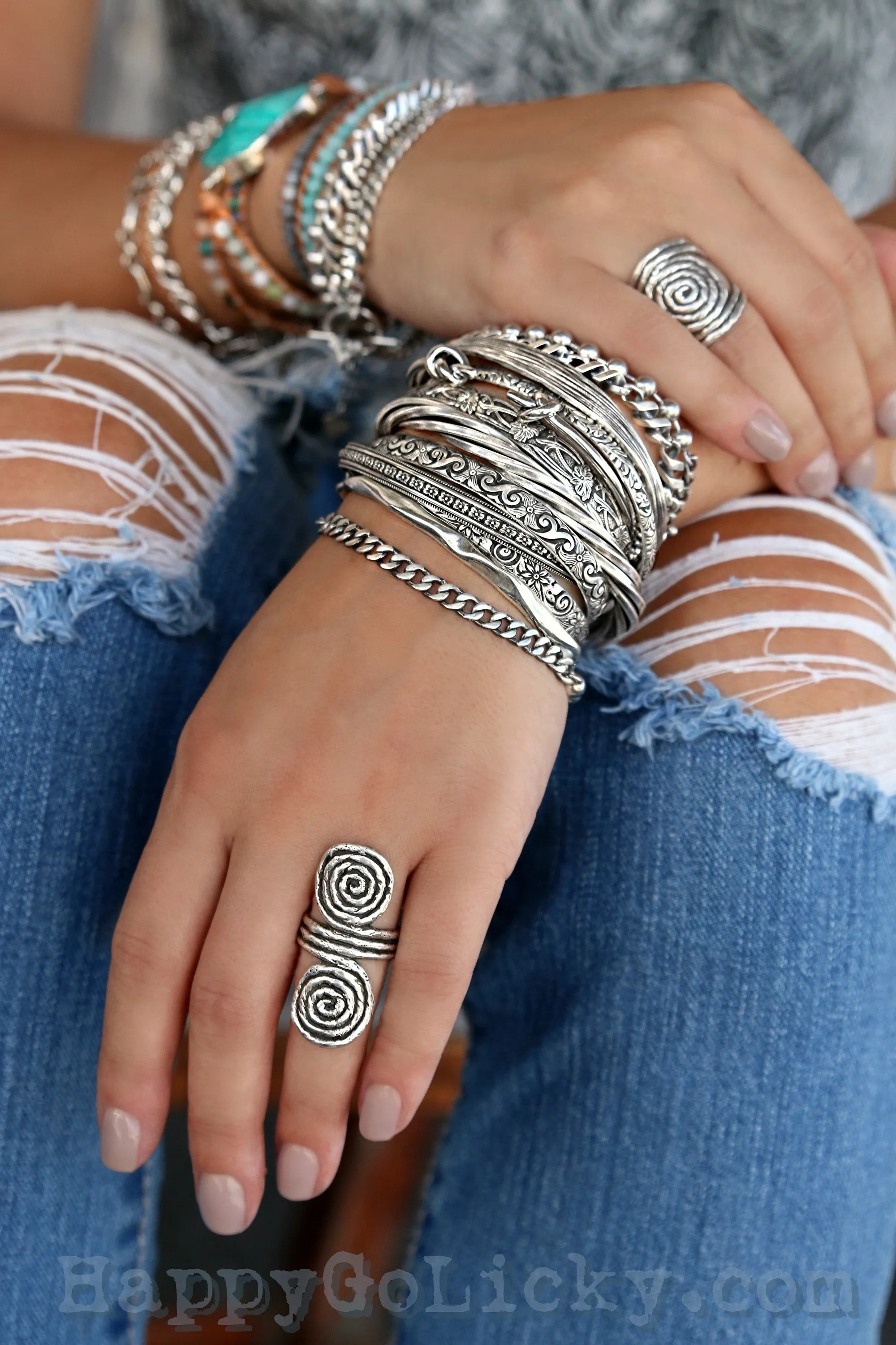 Rope Jewelry Sterling Silver Double Spiral Ring