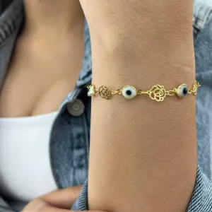 Rose and Blue Eyes Chain Bracelet