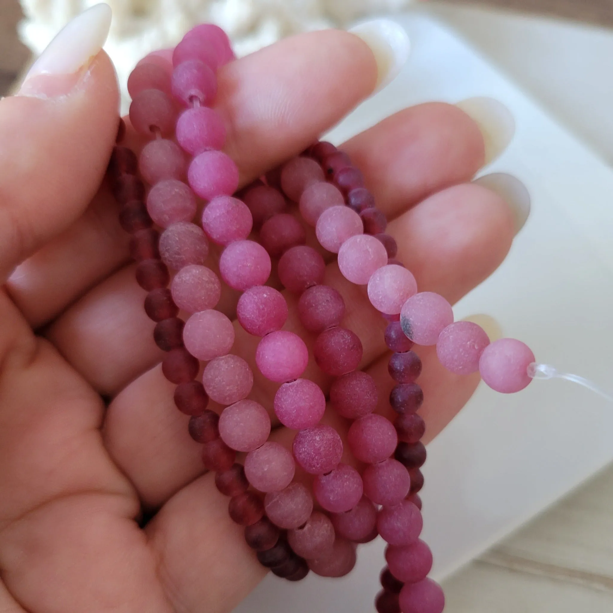 Rose Flower Natural Stone Bead Bracelet - 1 Bracelet - Multiple Color Choices