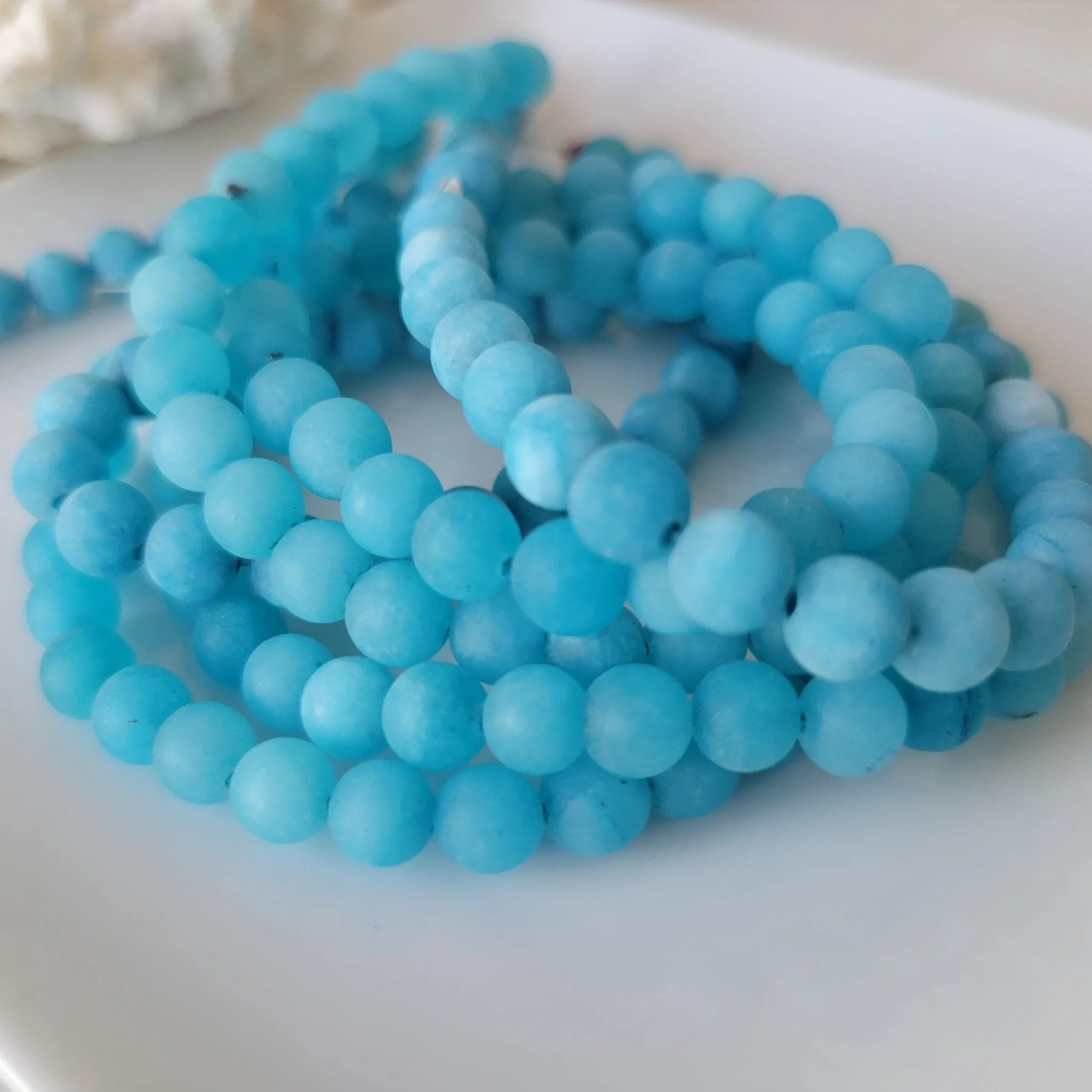 Rose Flower Natural Stone Bead Bracelet - 1 Bracelet - Multiple Color Choices