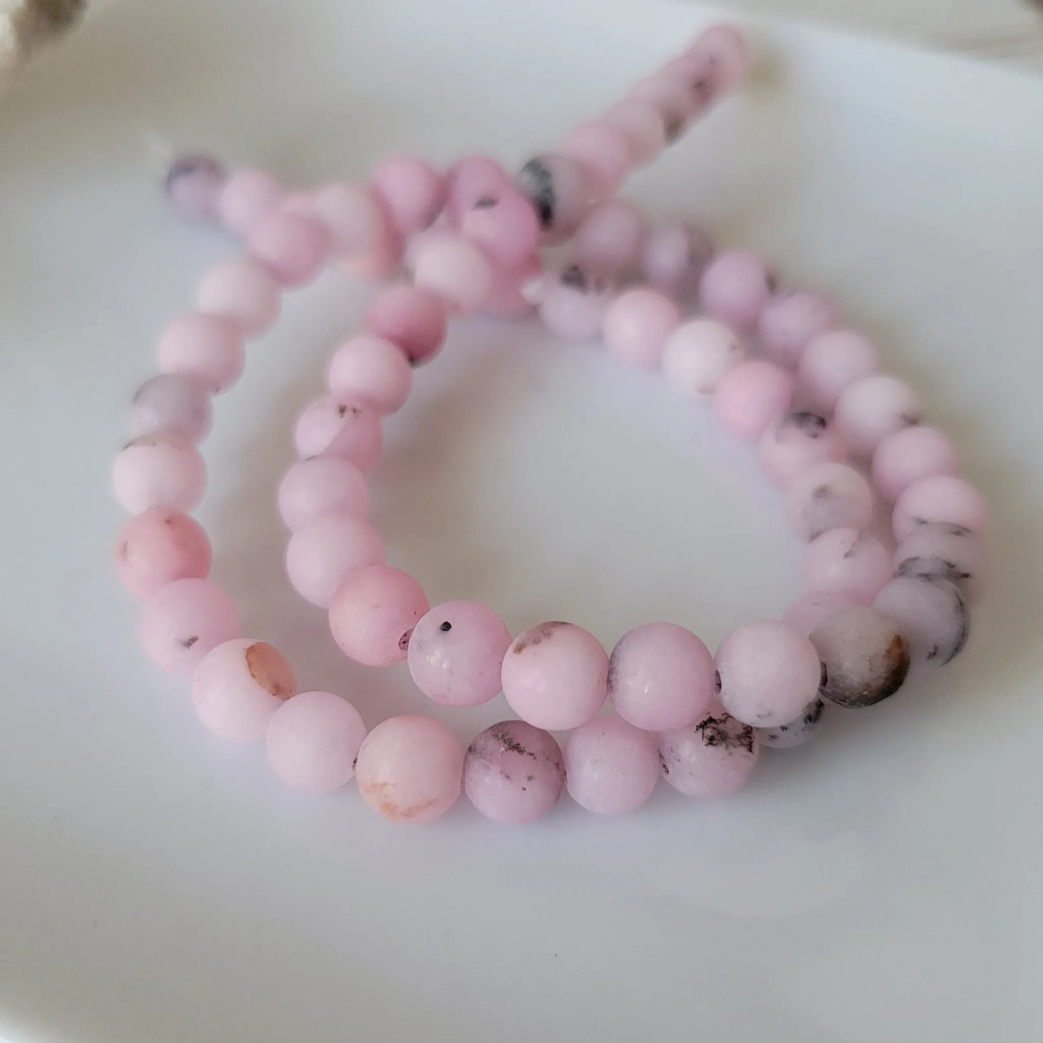 Rose Flower Natural Stone Bead Bracelet - 1 Bracelet - Multiple Color Choices