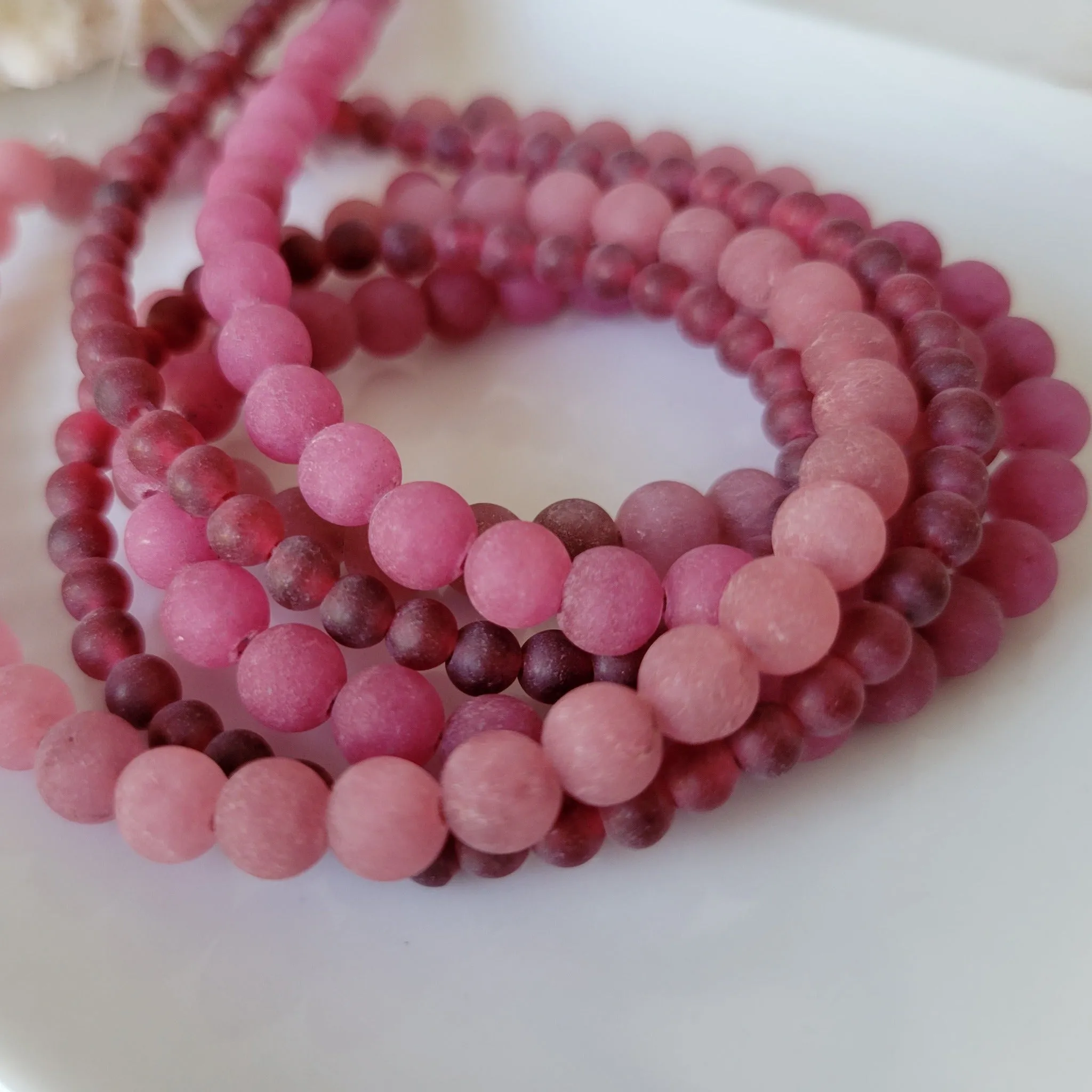 Rose Flower Natural Stone Bead Bracelet - 1 Bracelet - Multiple Color Choices