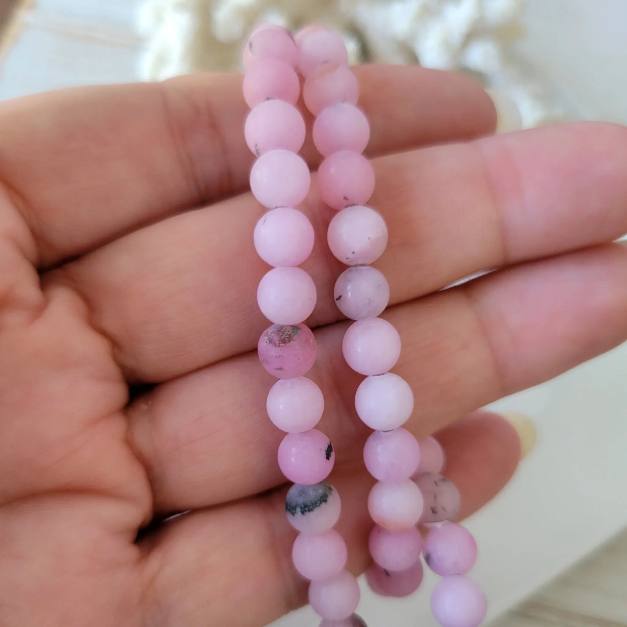 Rose Flower Natural Stone Bead Bracelet - 1 Bracelet - Multiple Color Choices