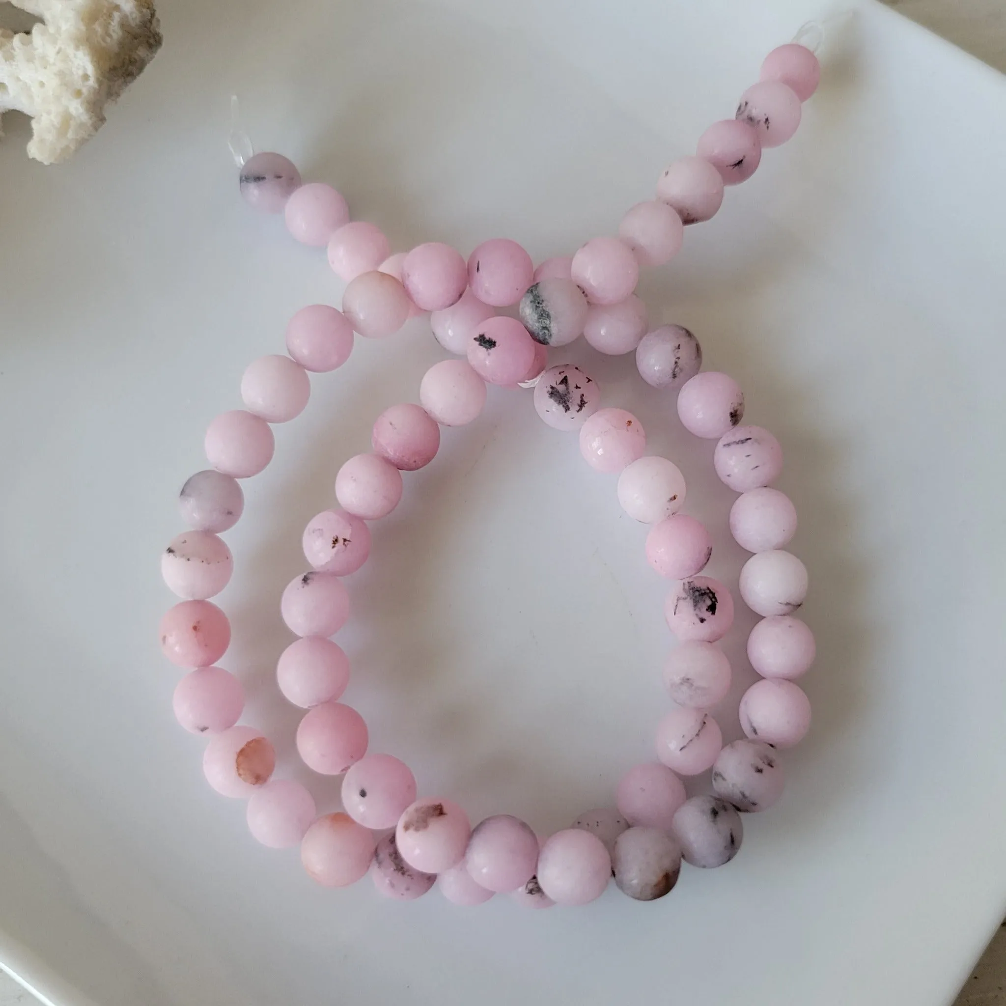 Rose Flower Natural Stone Bead Bracelet - 1 Bracelet - Multiple Color Choices