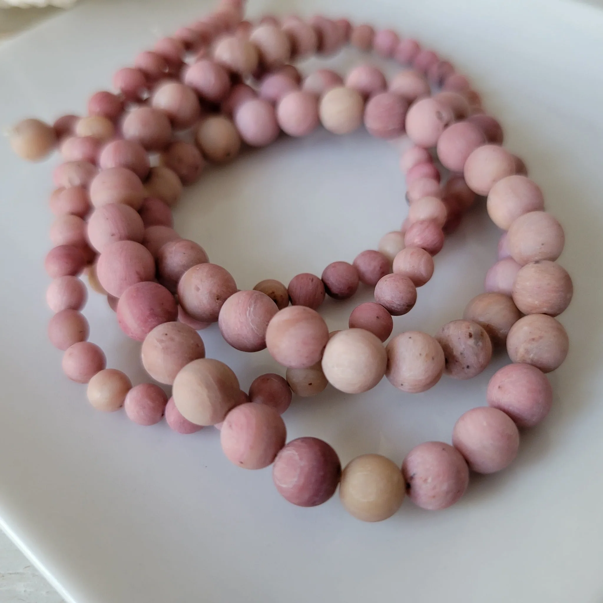 Rose Flower Natural Stone Bead Bracelet - 1 Bracelet - Multiple Color Choices