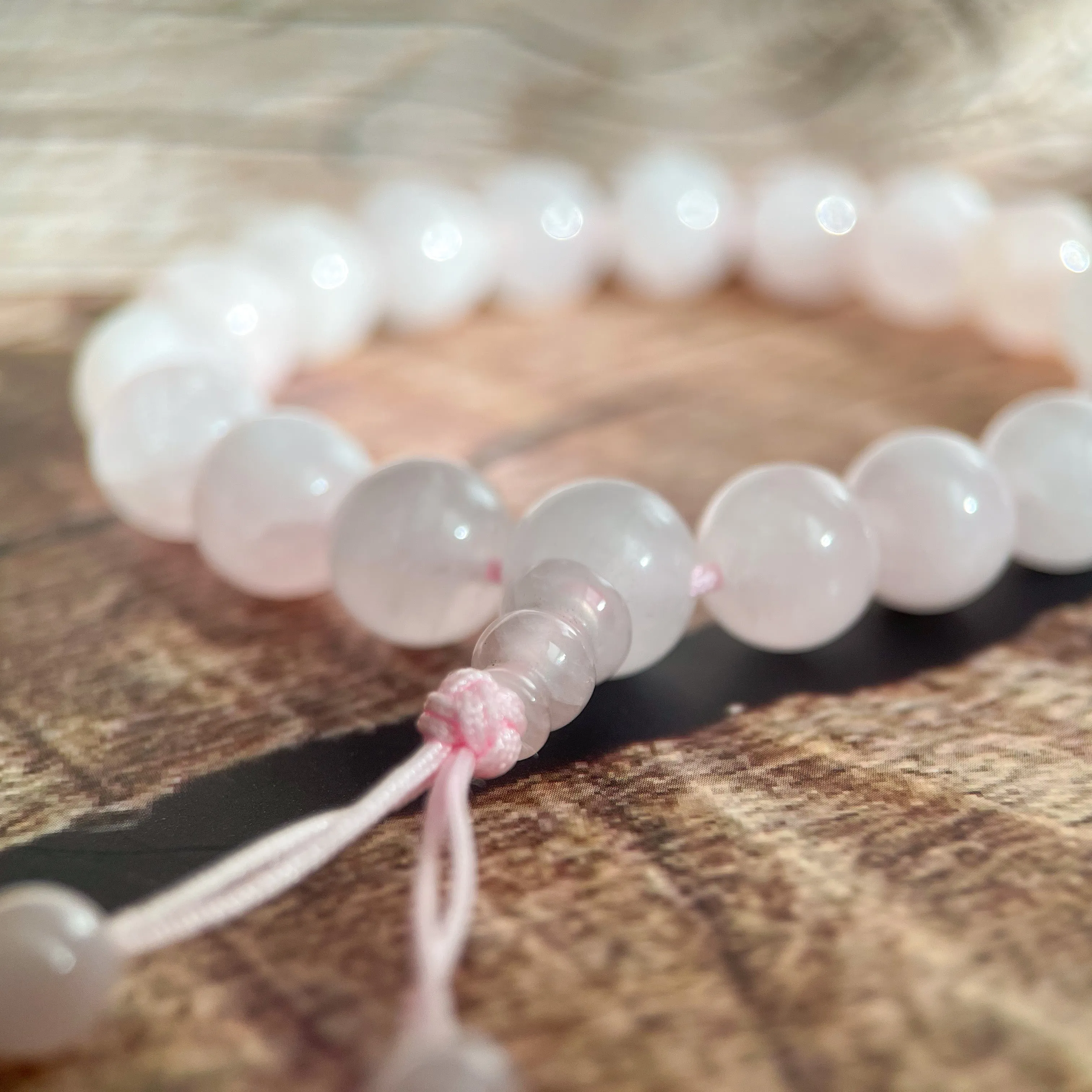 Rose Quartz Mala Bracelet "I Love."