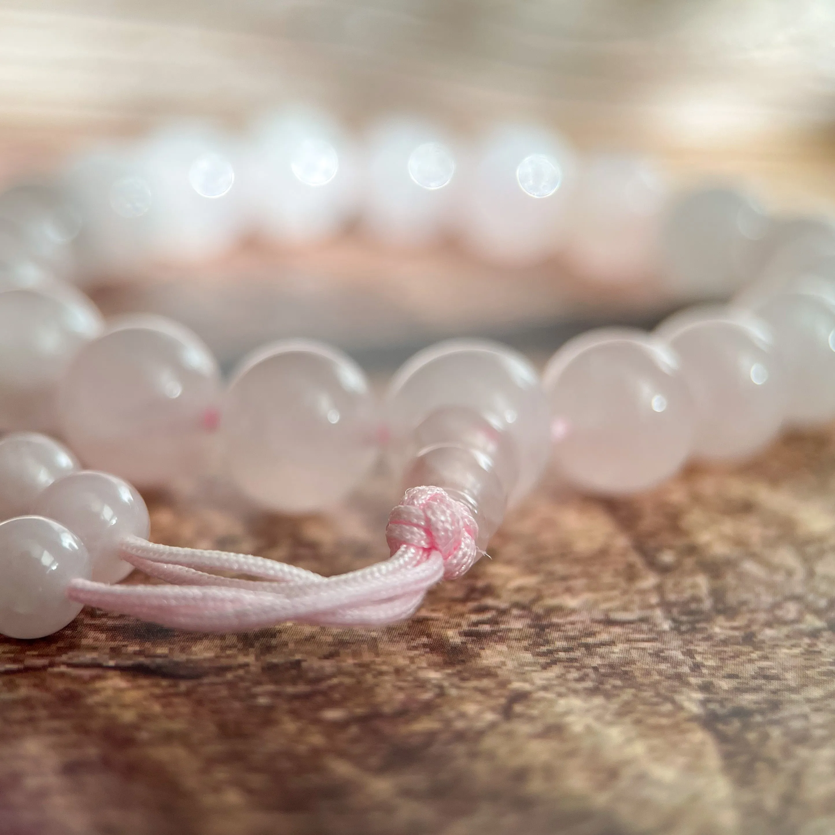 Rose Quartz Mala Bracelet "I Love."