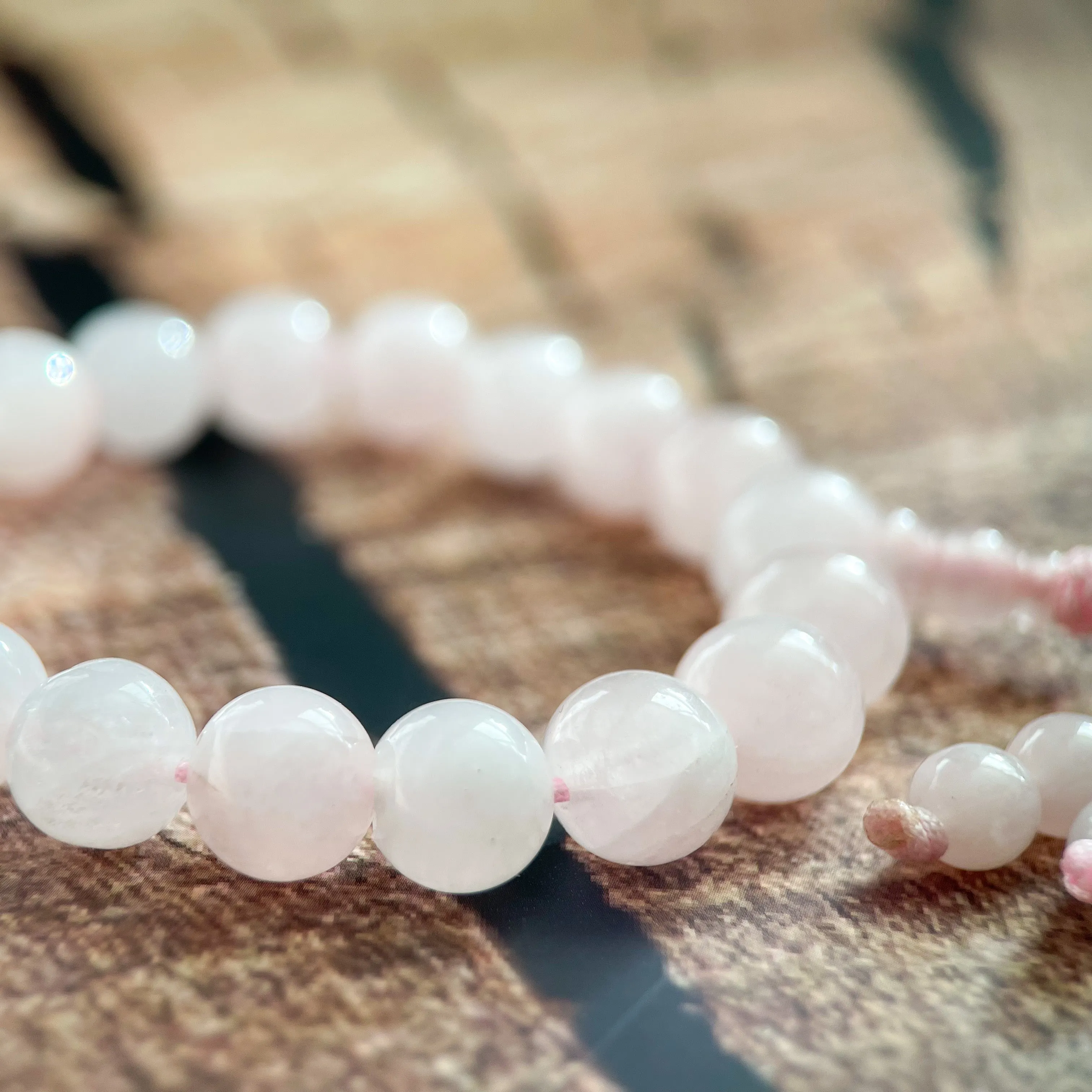 Rose Quartz Mala Bracelet "I Love."