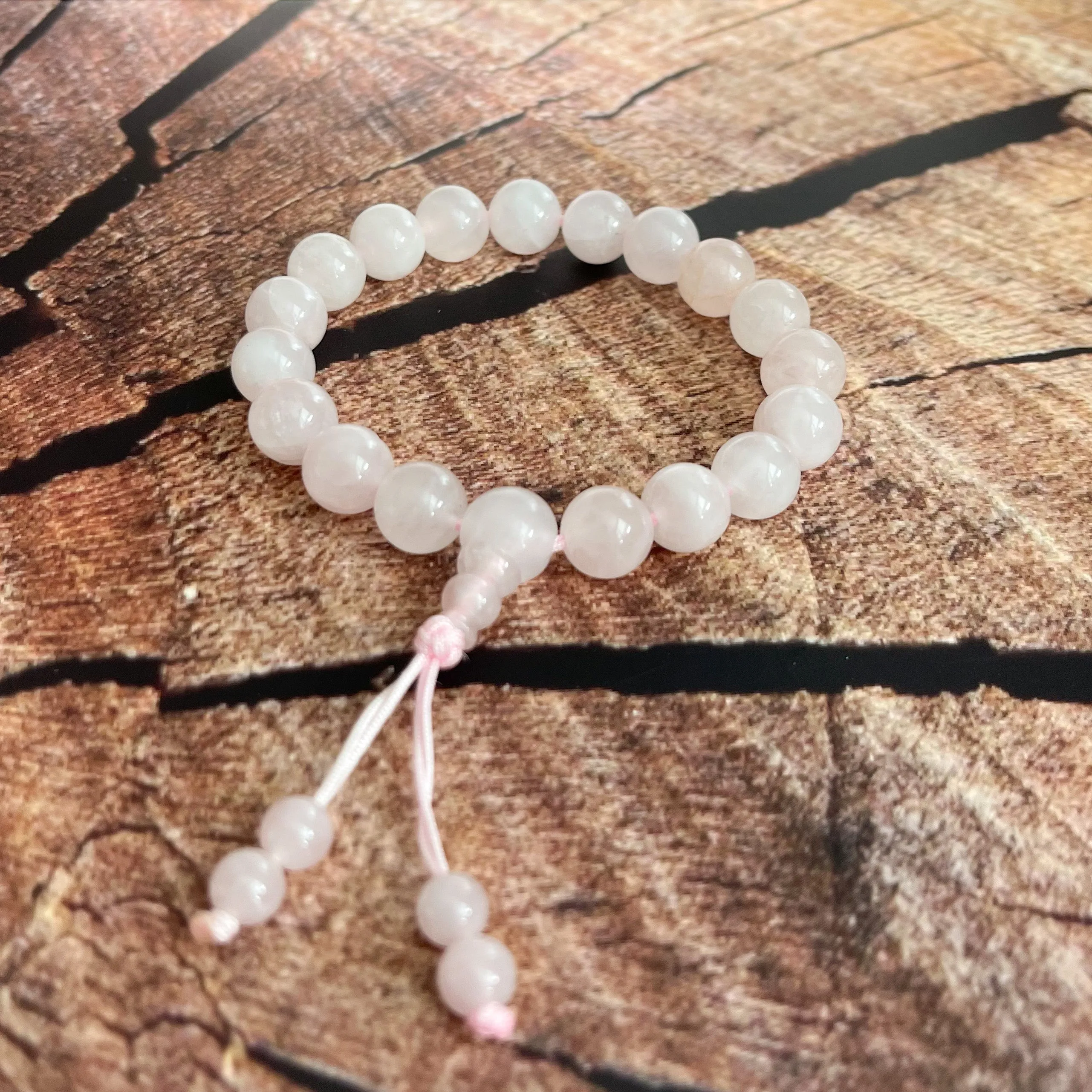 Rose Quartz Mala Bracelet "I Love."
