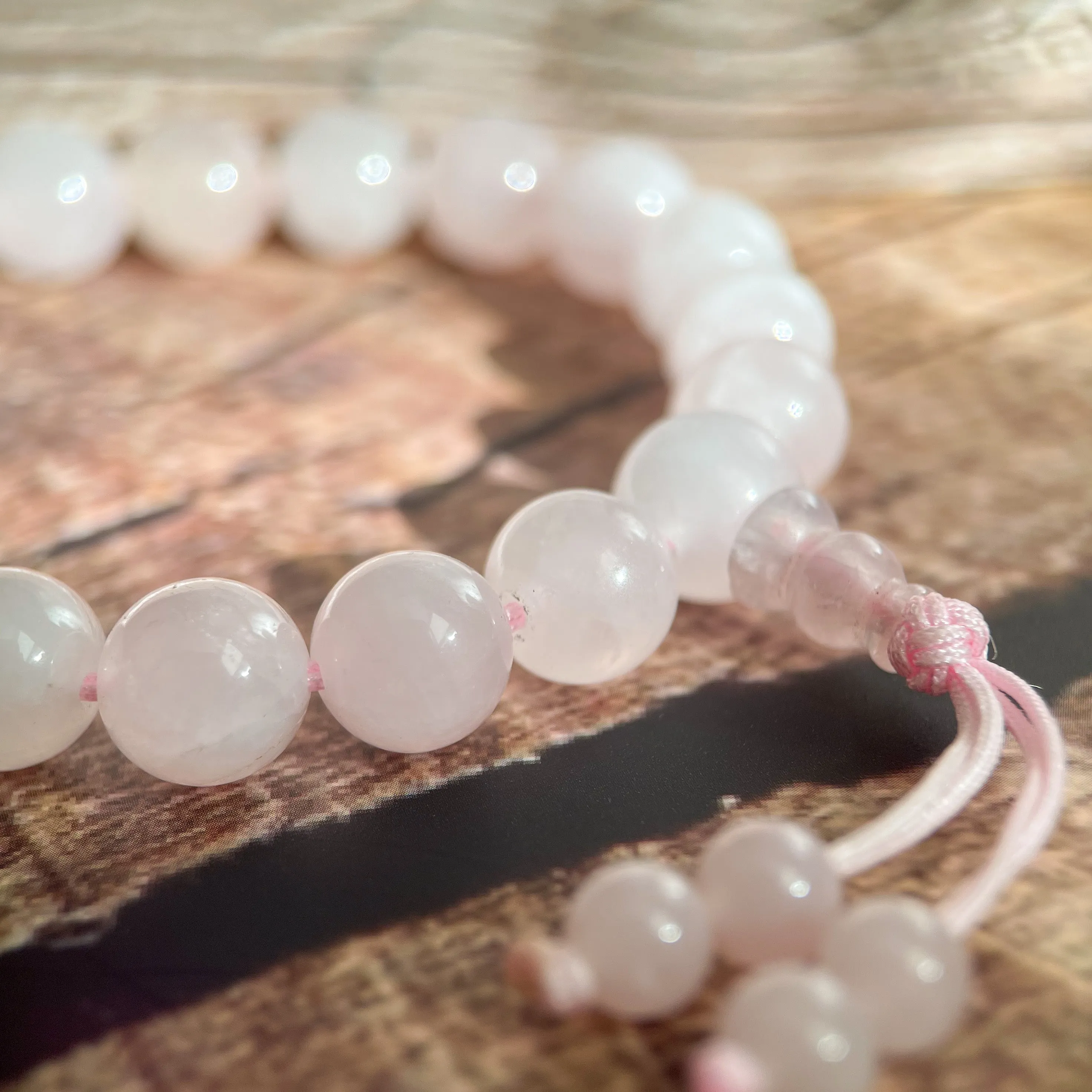 Rose Quartz Mala Bracelet "I Love."