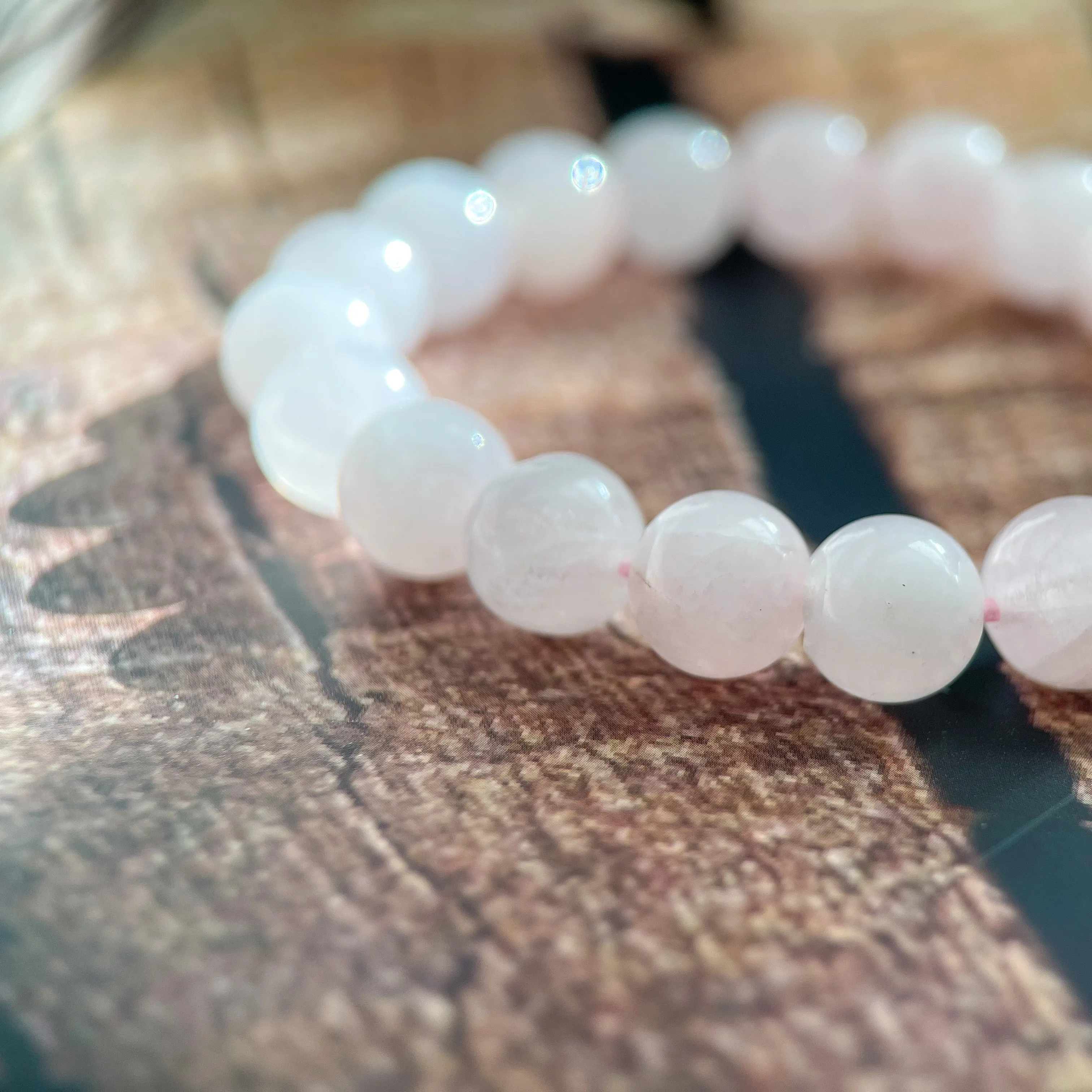 Rose Quartz Mala Bracelet "I Love."