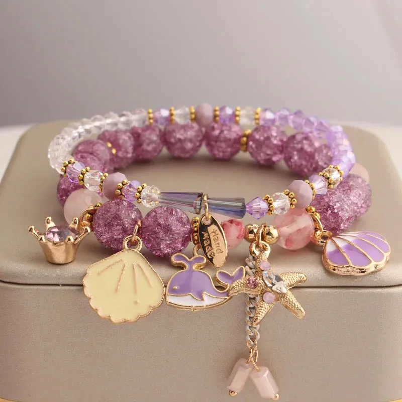 Rose sisi European and American style fashion stone bracelet for women elastic bracelet butterfly pendant jewelry for women gift