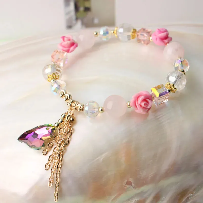 Rose sisi Korean spring and summer female love holiday wind Crystal bracelets purple magic color love metal pendant friends gift