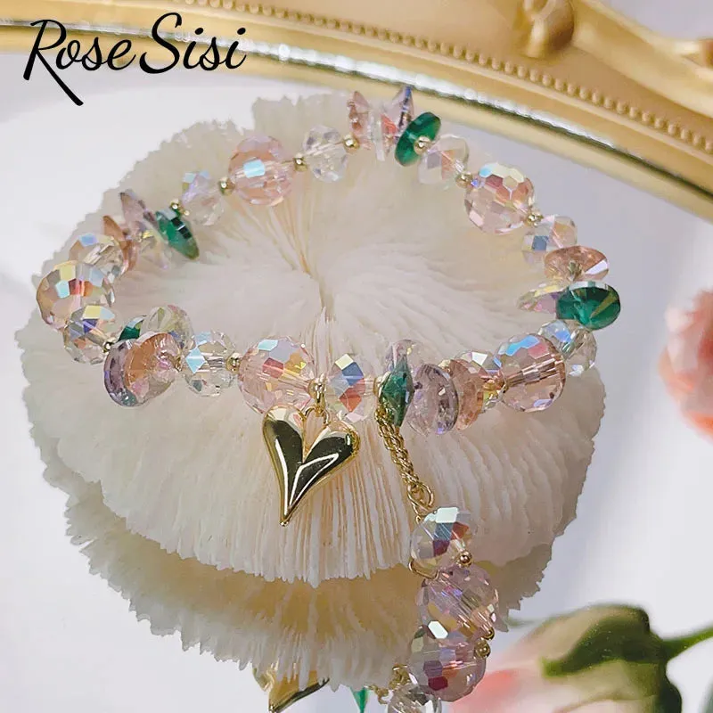 Rose sisi Korean spring and summer female love holiday wind Crystal bracelets purple magic color love metal pendant friends gift
