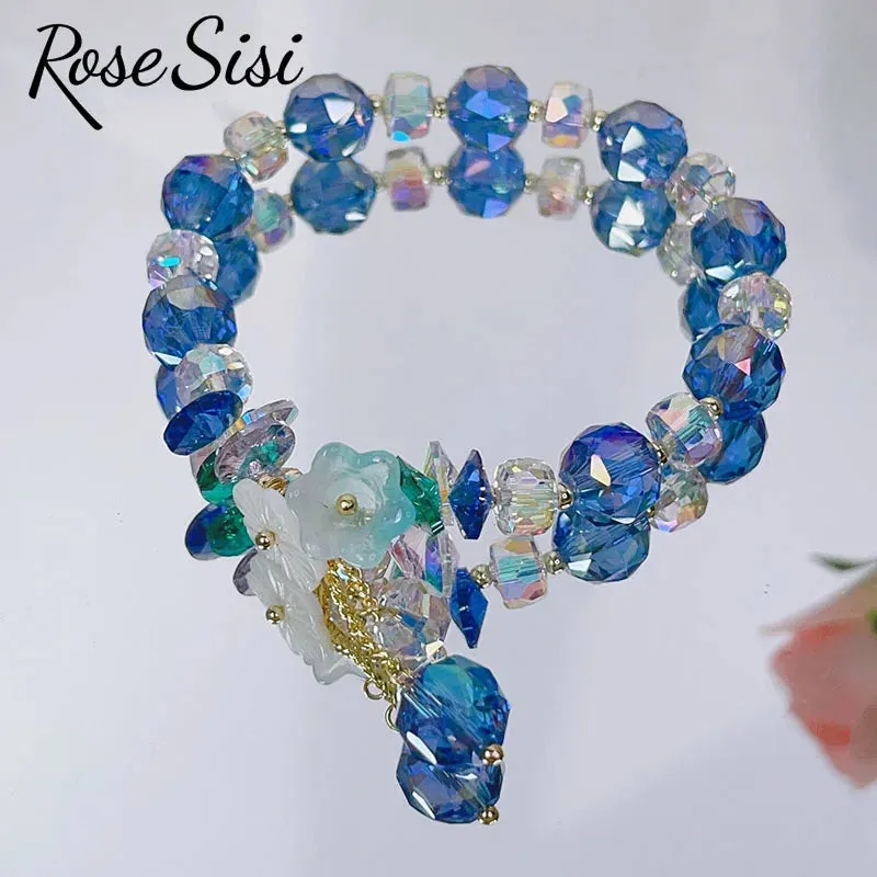 Rose sisi Korean spring and summer female love holiday wind Crystal bracelets purple magic color love metal pendant friends gift