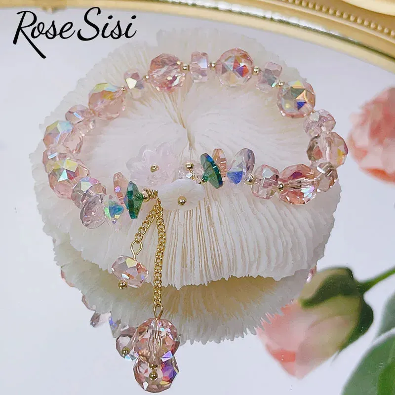 Rose sisi Korean spring and summer female love holiday wind Crystal bracelets purple magic color love metal pendant friends gift